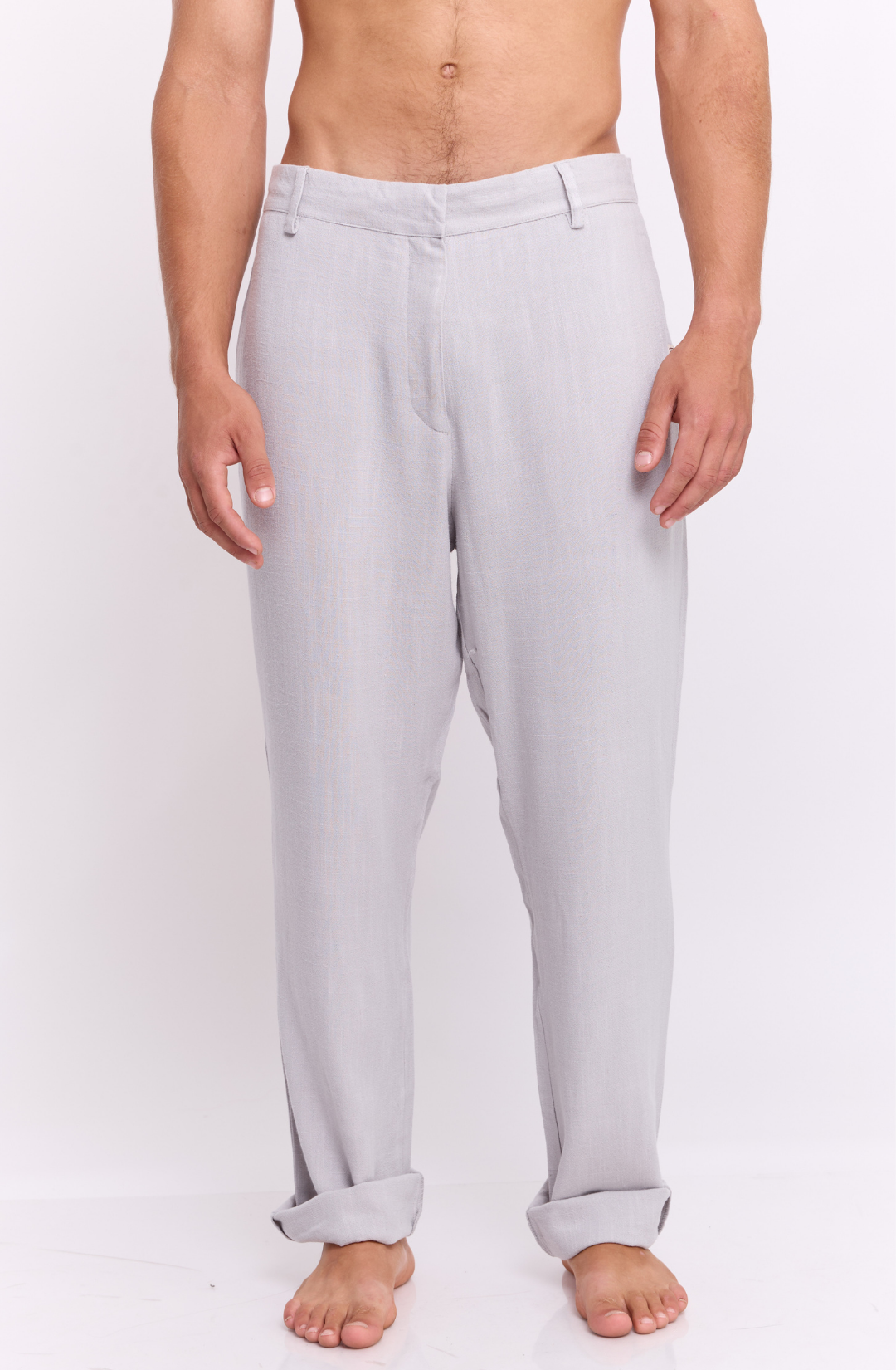Gray - Linen Long Pants