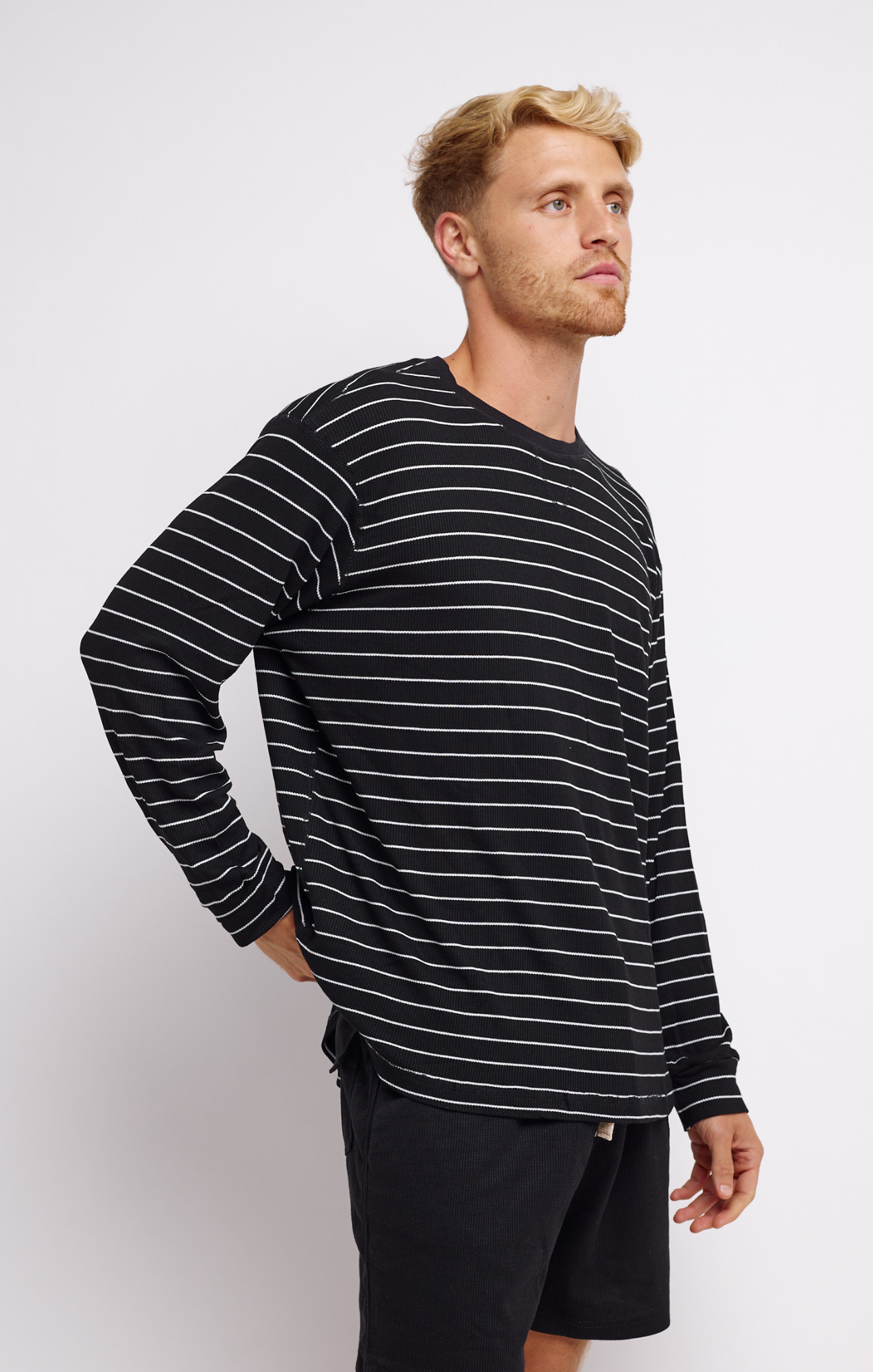 Black Stripes  -  Waffle Long Sleeve Shirts