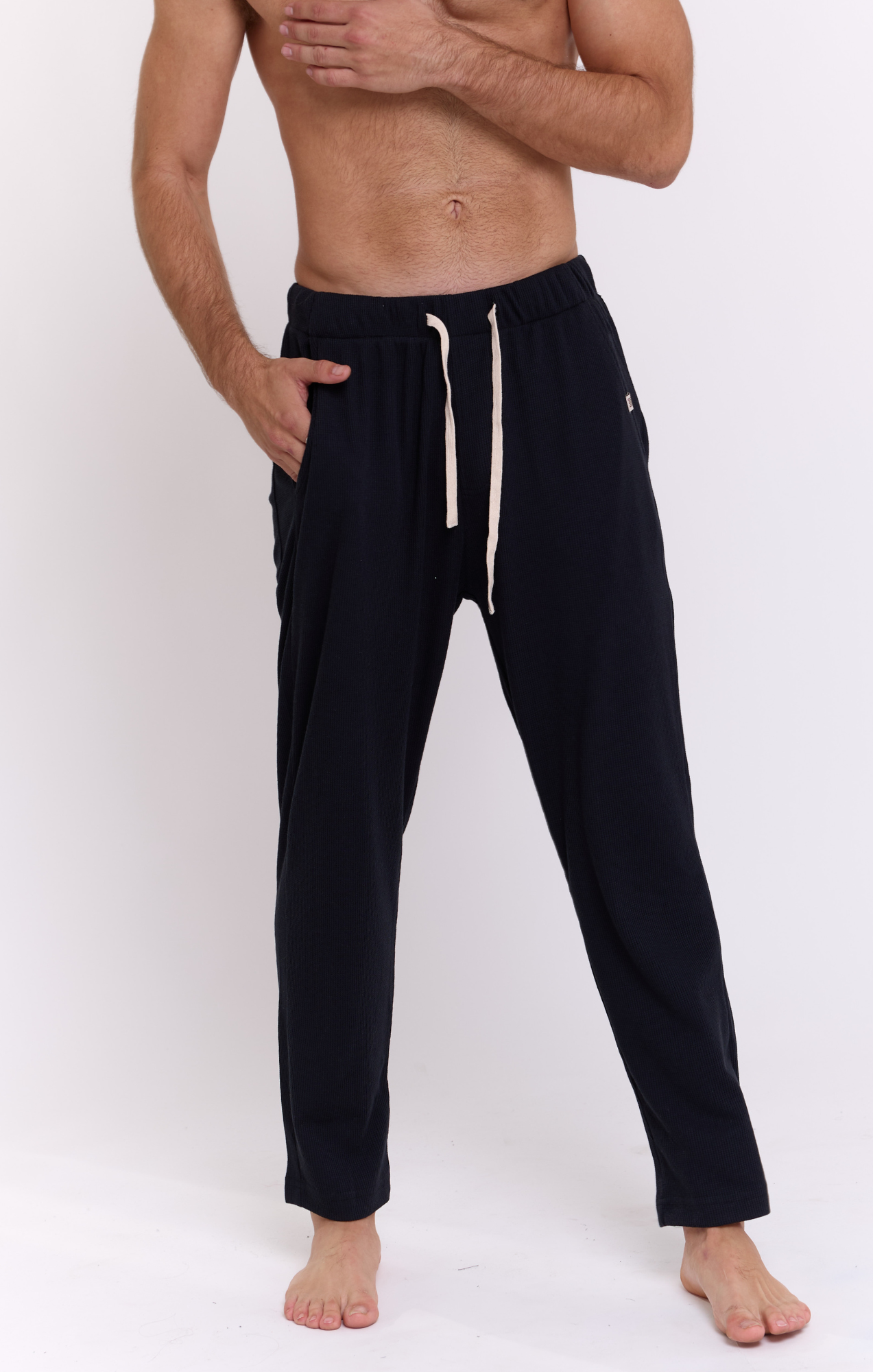 Black - Waffle Unisex Long Pants