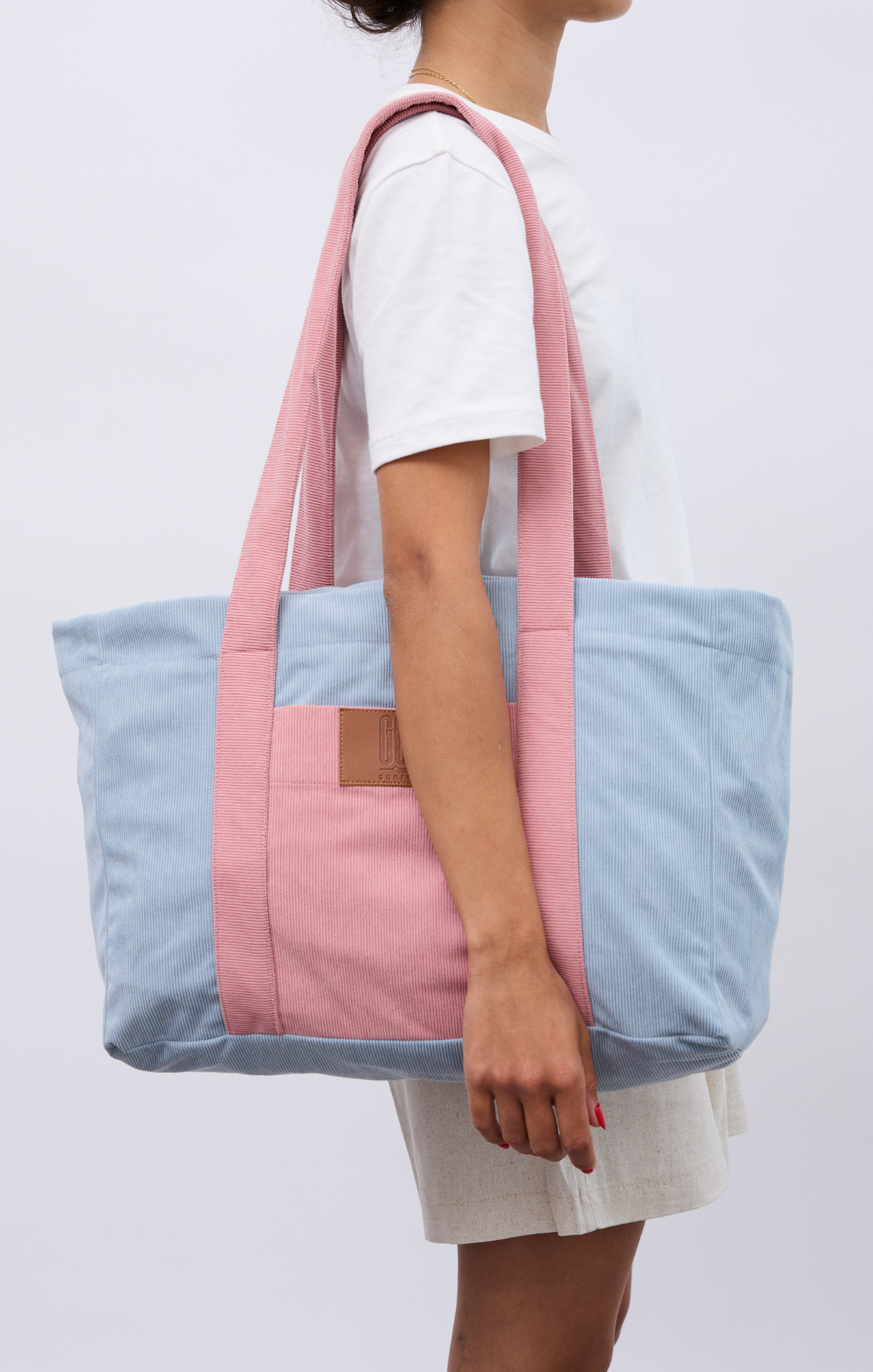 Pink & Light Blue - Corduroy Bag
