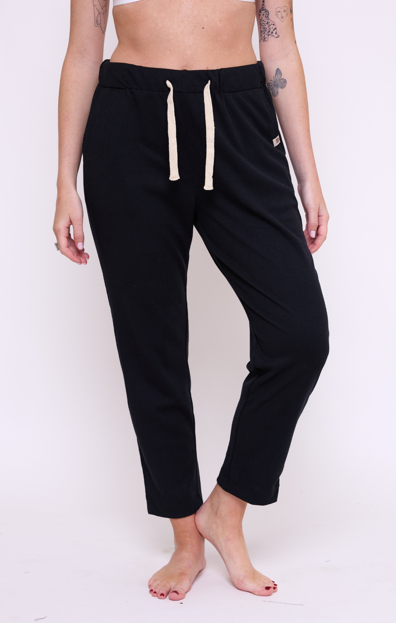 Black - Waffle Unisex Long Pants