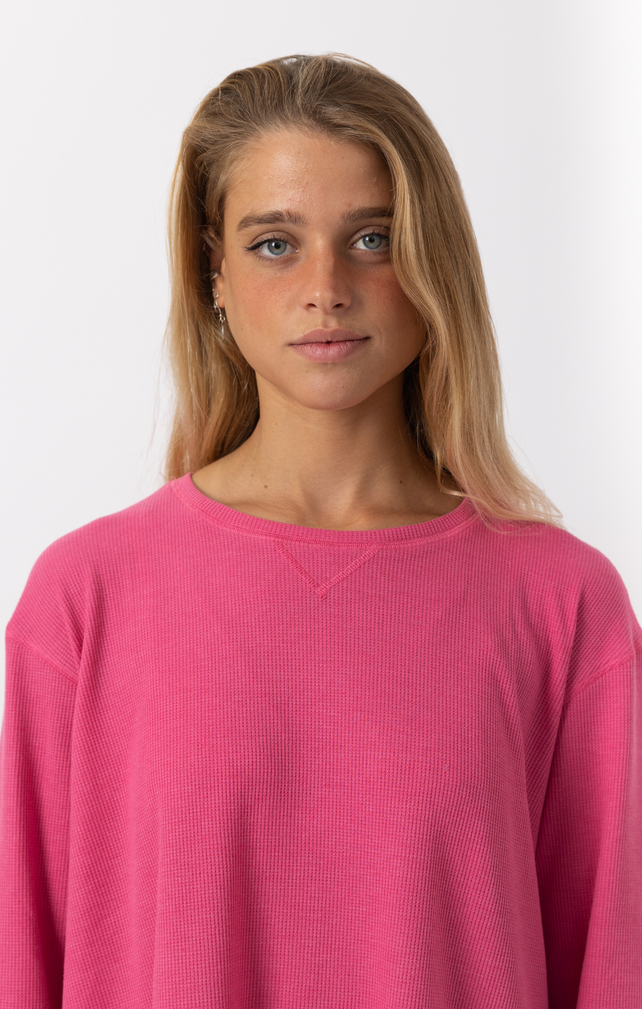 Pink - Waffle Long Shirt