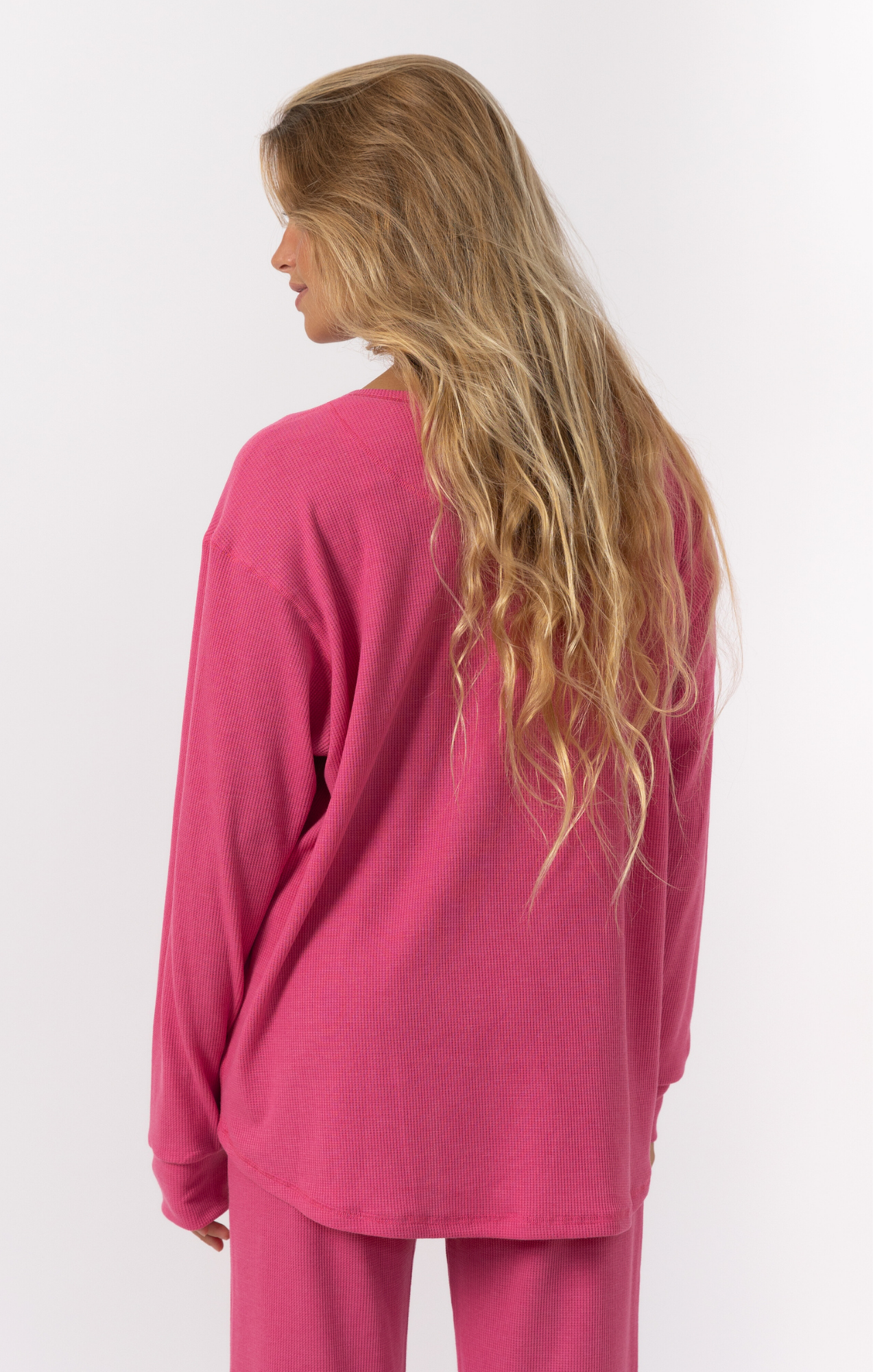 Pink - Waffle Long Shirt