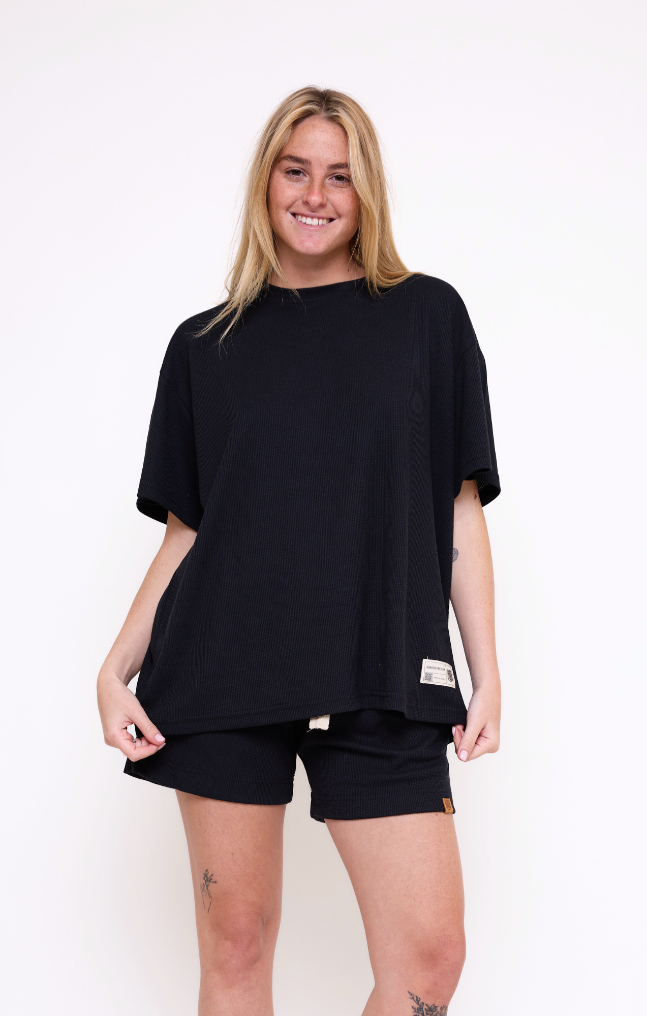 Short Set Waffle- Black