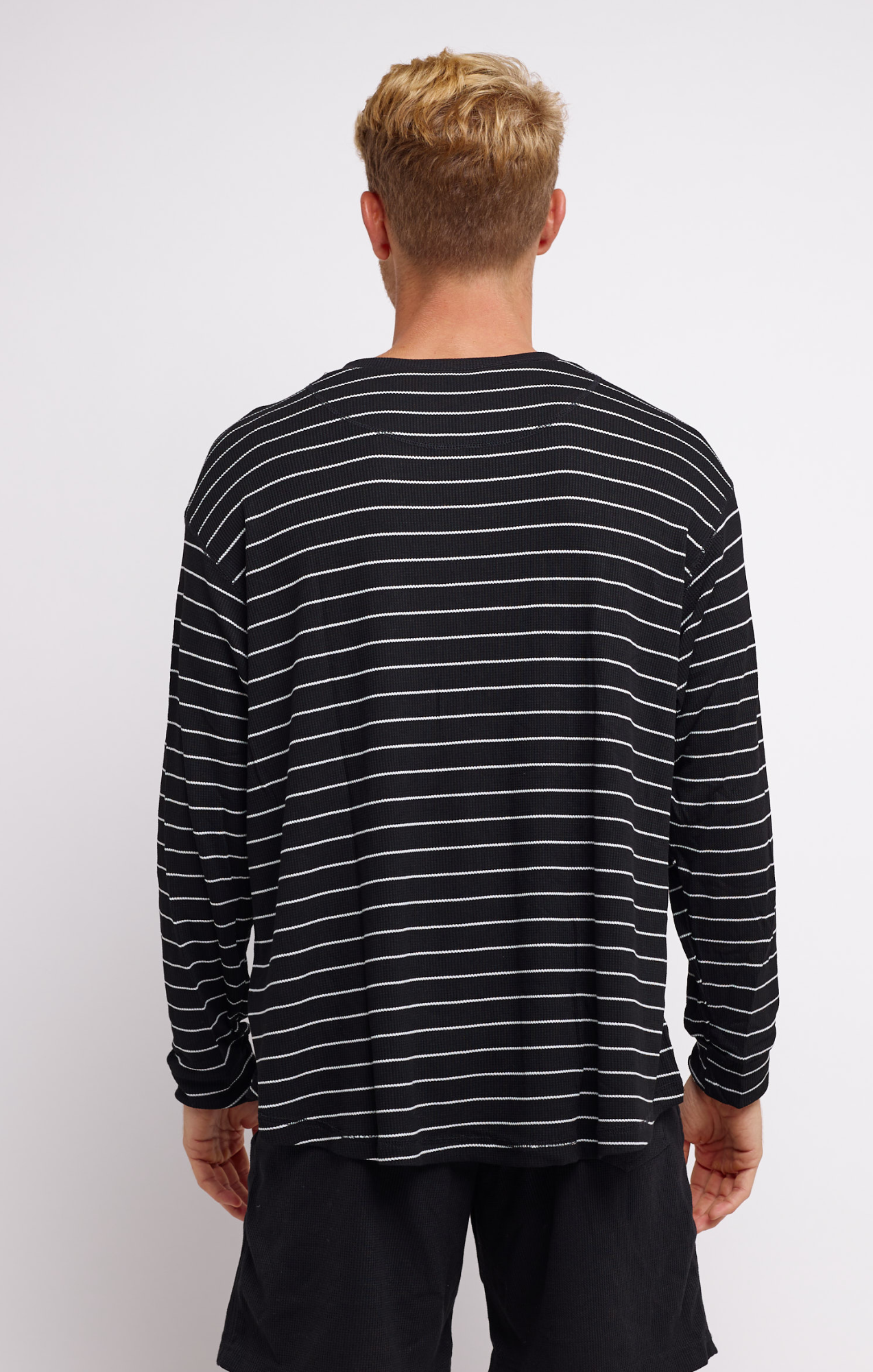 Black Stripes  -  Waffle Long Sleeve Shirts