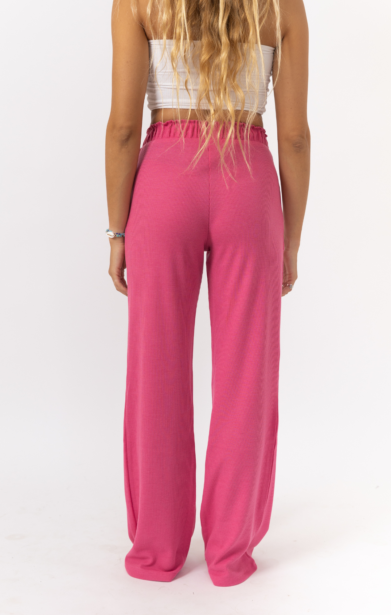 Pink - Waffle Long Pants