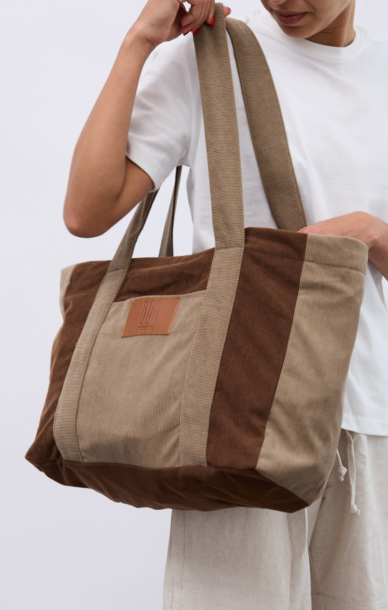 Khaki & Brown - Corduroy Bag