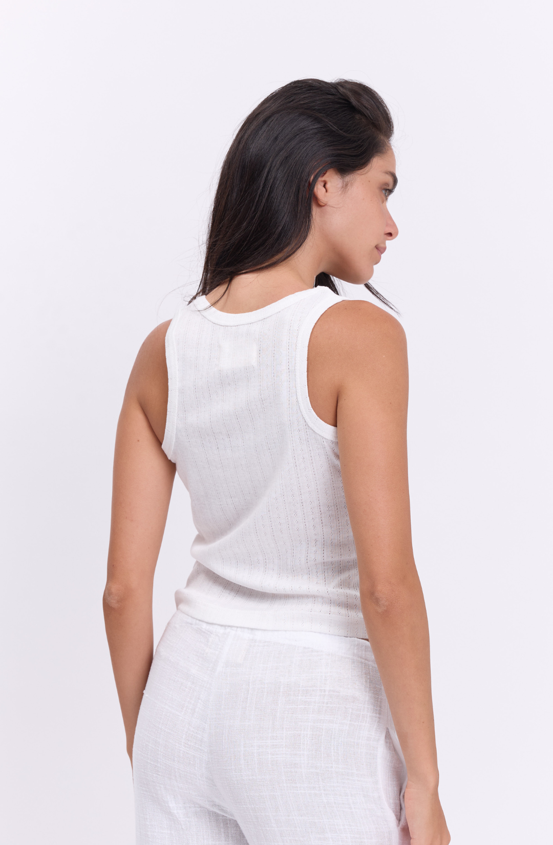Tank top- off white pointeil