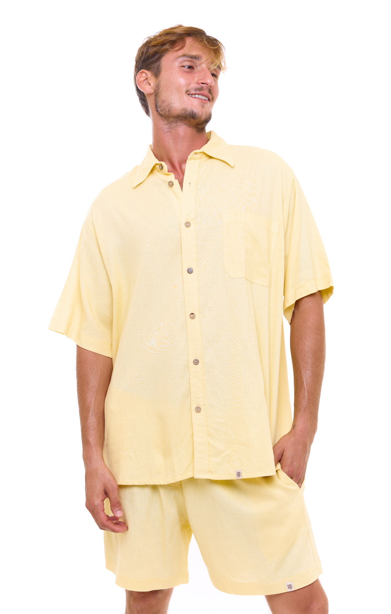 Yellow  - Unisex Oversize Linen Shirt