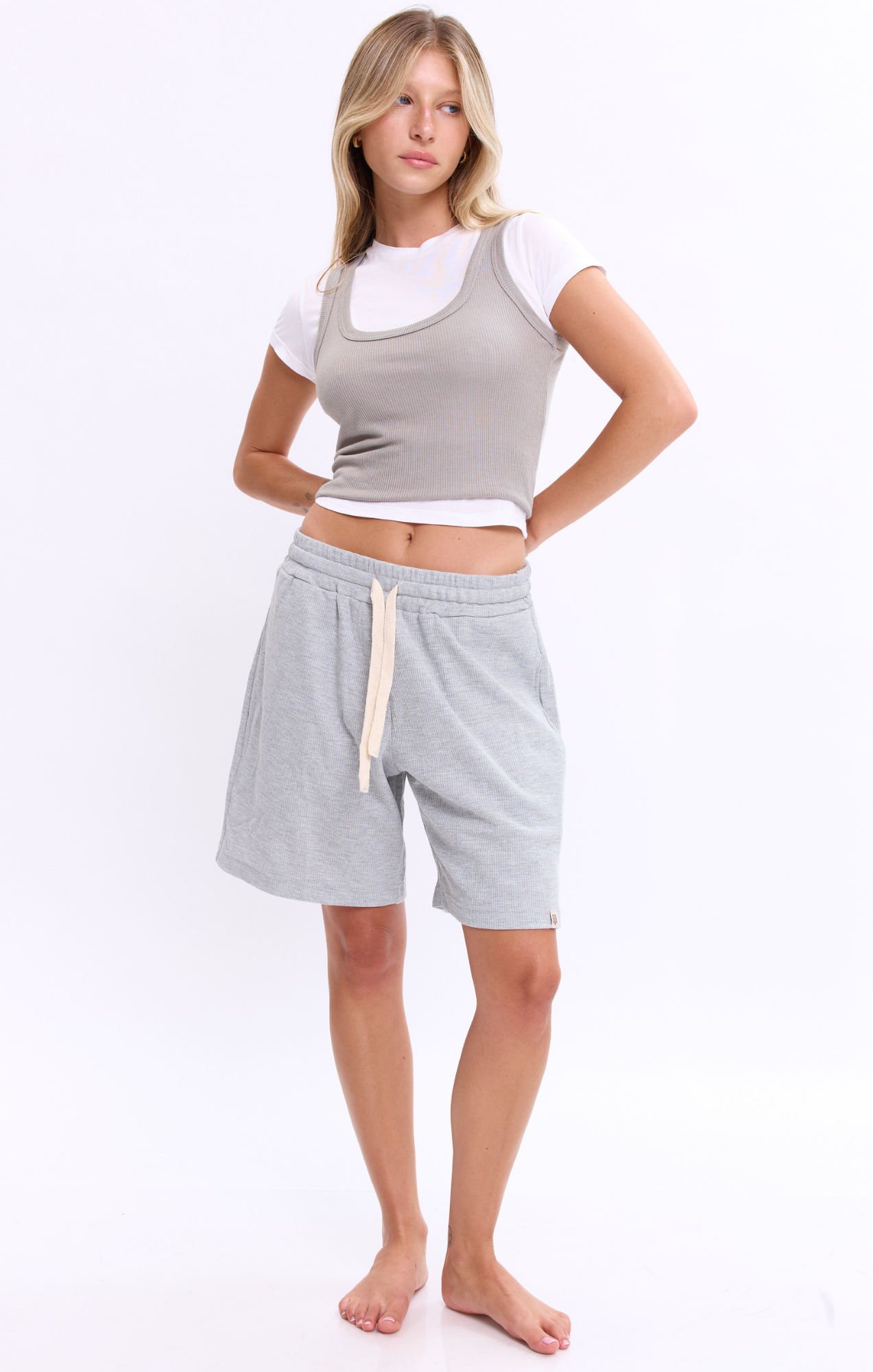 Gray - Waffle Shorts