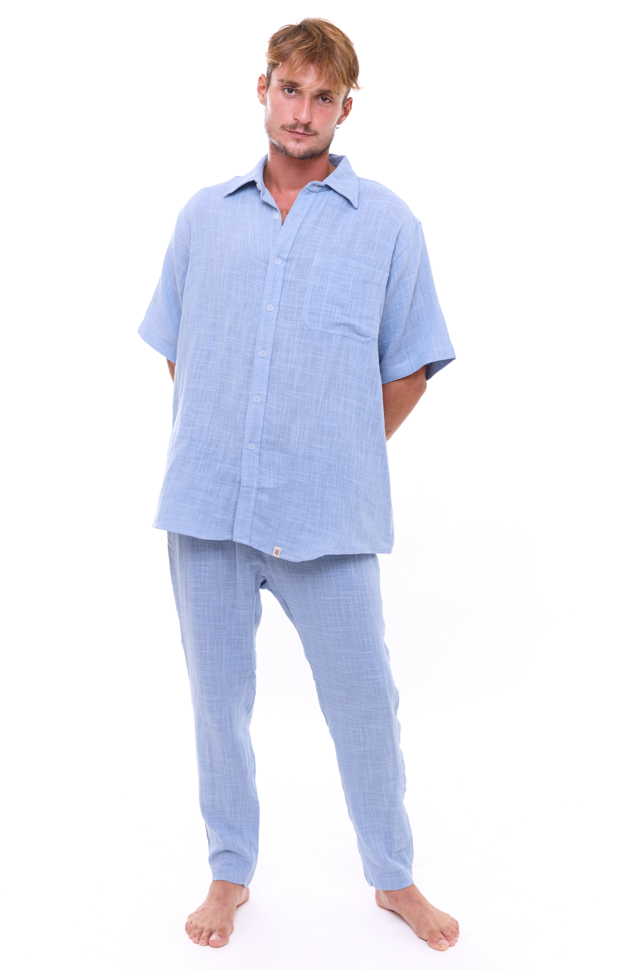 Blue texture  - Unisex Oversize Cotton Shirt