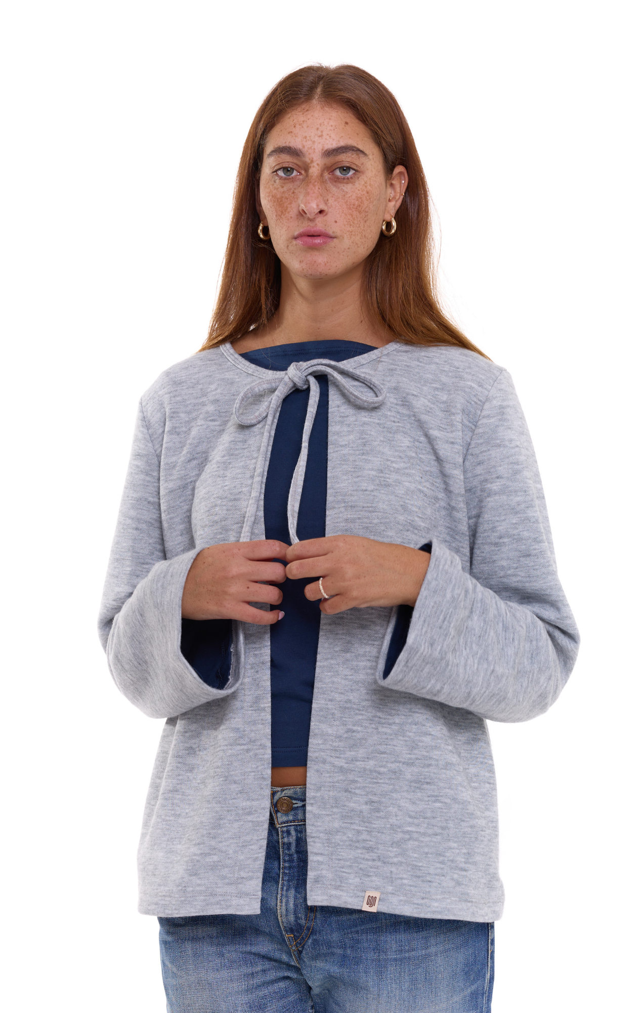 Tie cardigan - gray