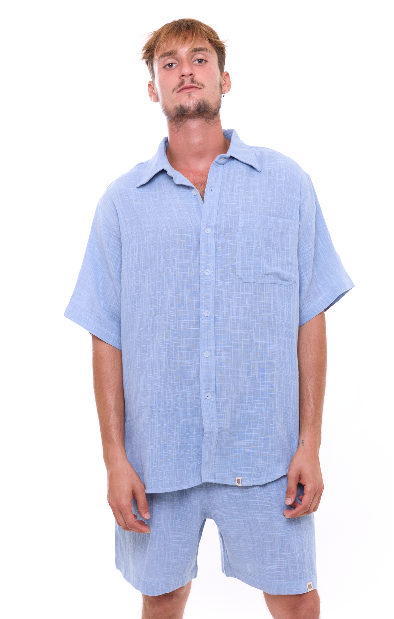 Blue texture  - Unisex Oversize Cotton Shirt