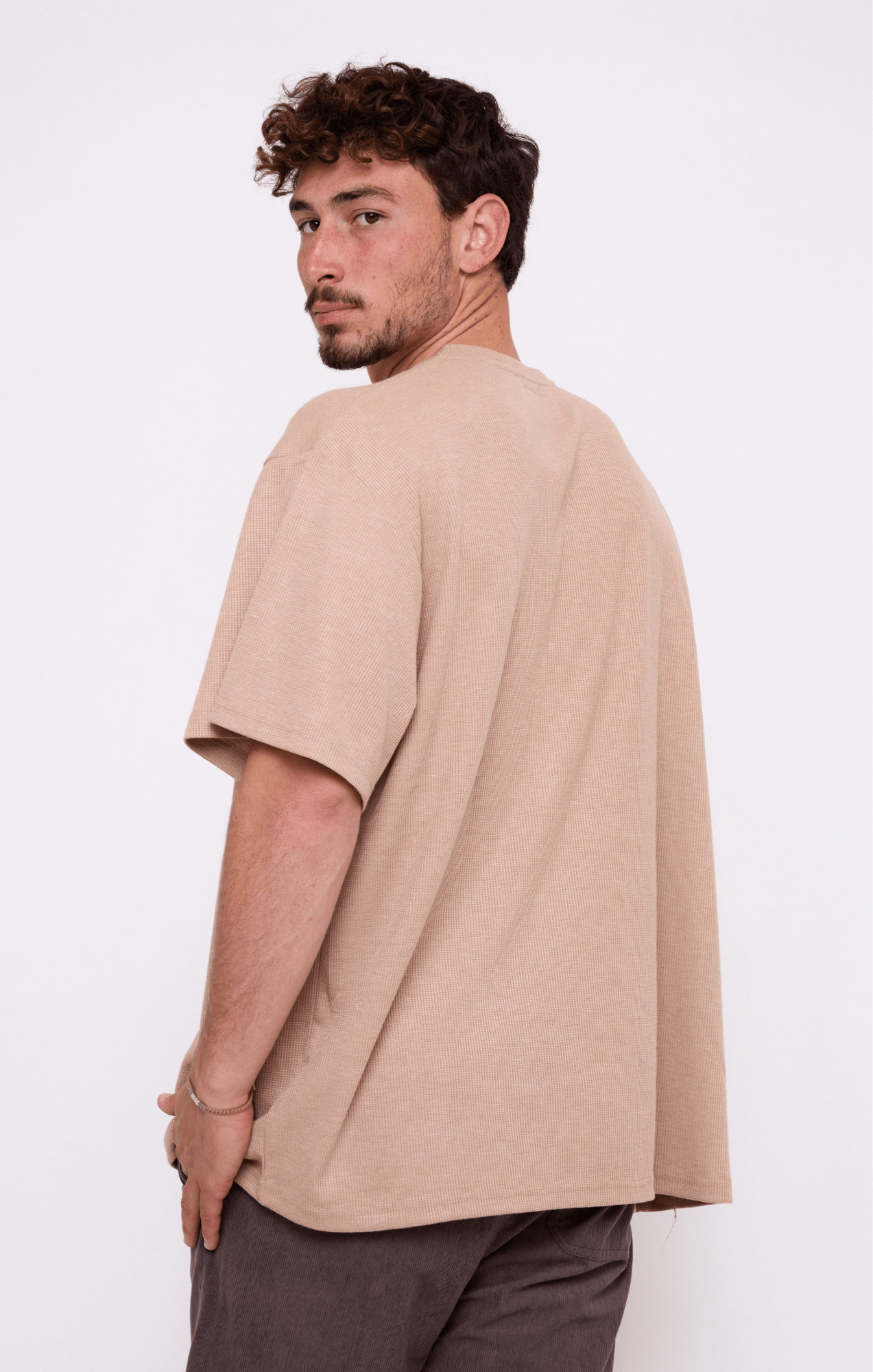 Beige - Waffle T-Shirt - GONSURFING