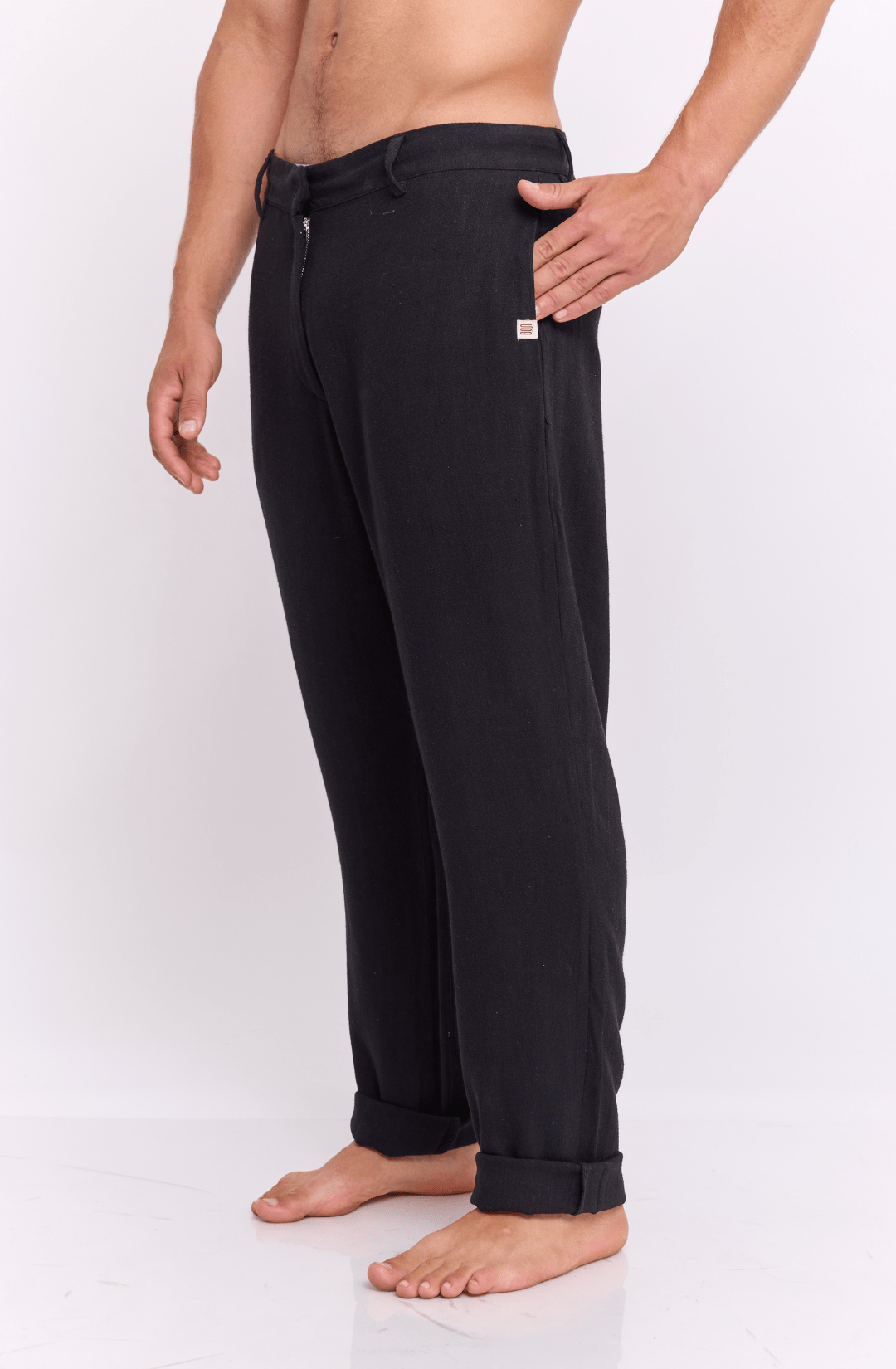 Black - Linen Long Pants - GONSURFING