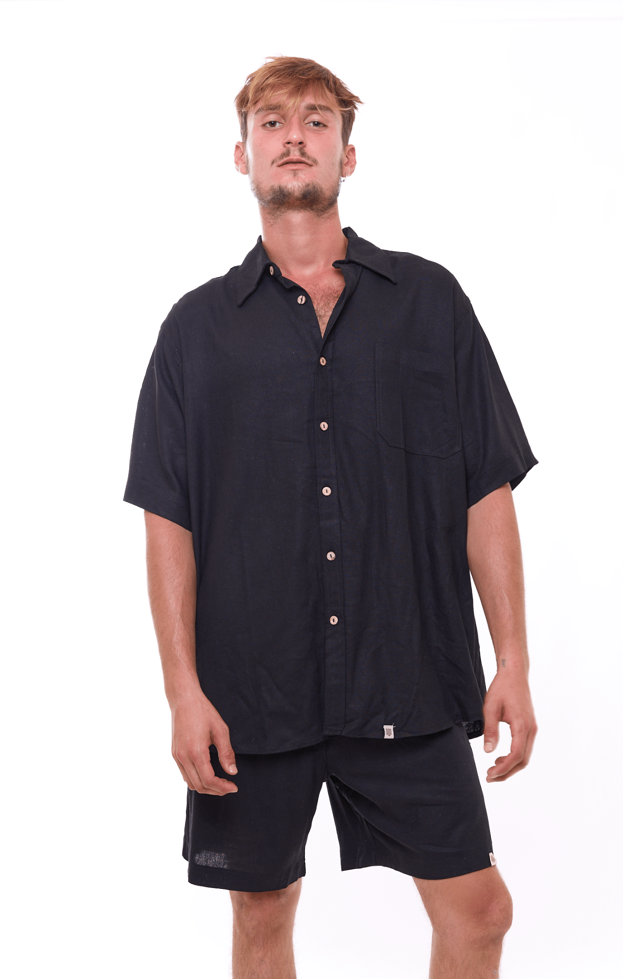 Black - Unisex Oversize Linen Shirt - GONSURFING