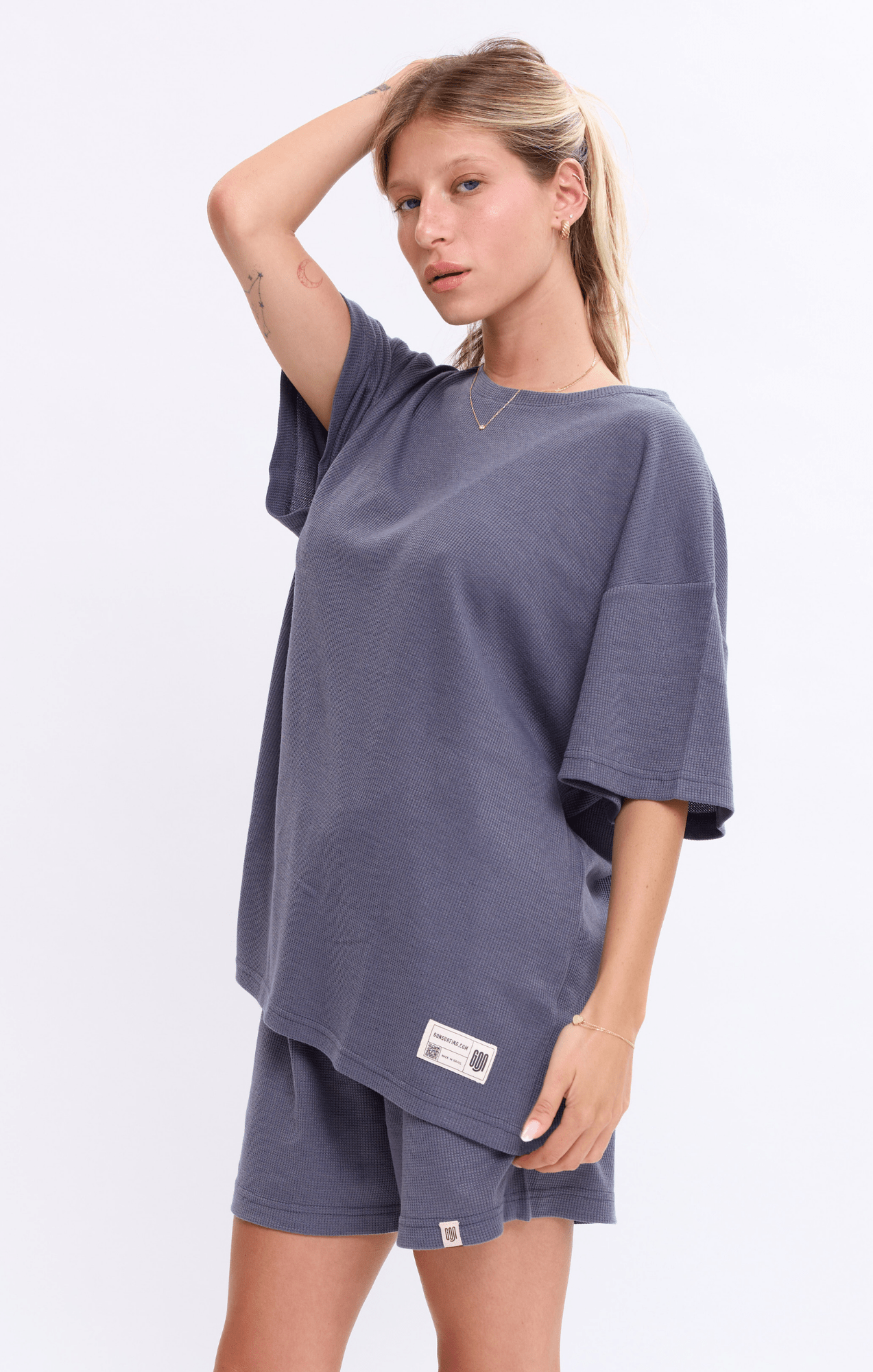 Blue - Waffle T-Shirt - GONSURFING