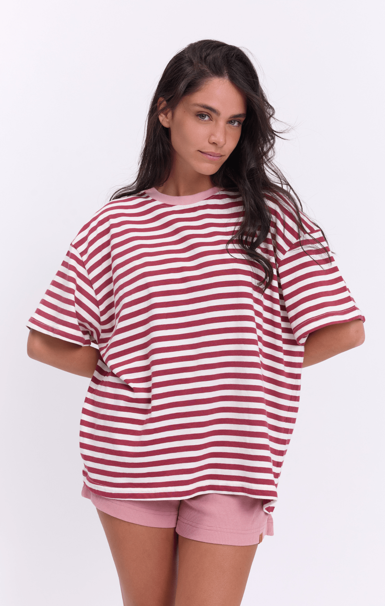 Burgundy Stripes - Oversize T-Shirt - GONSURFING