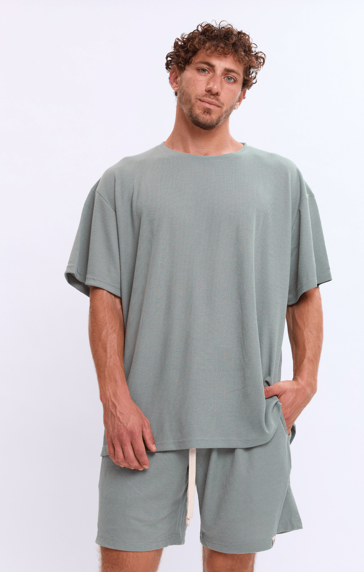 Gray Green - Waffle T-Shirt - GONSURFING