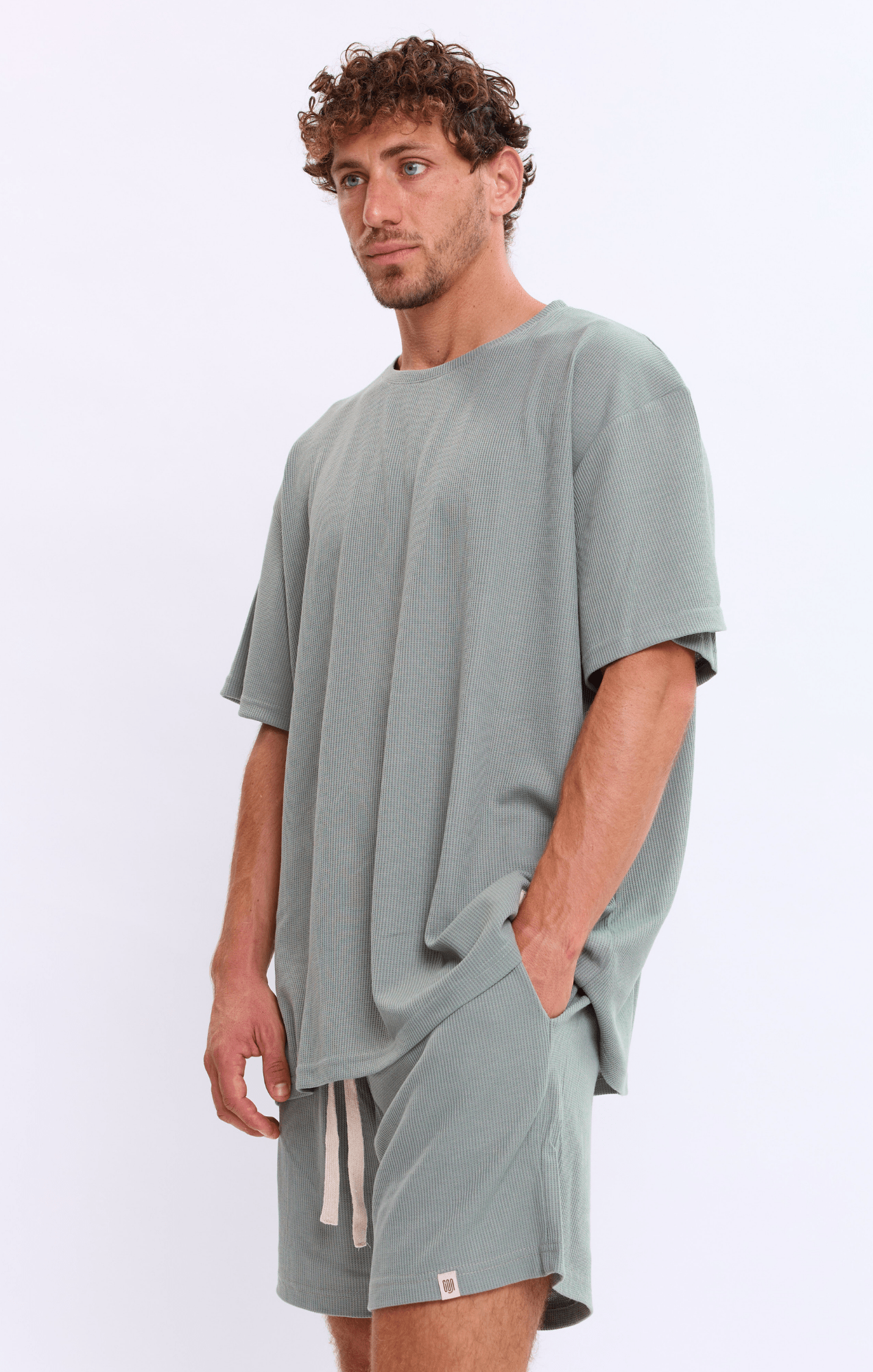 Gray Green - Waffle T-Shirt - GONSURFING