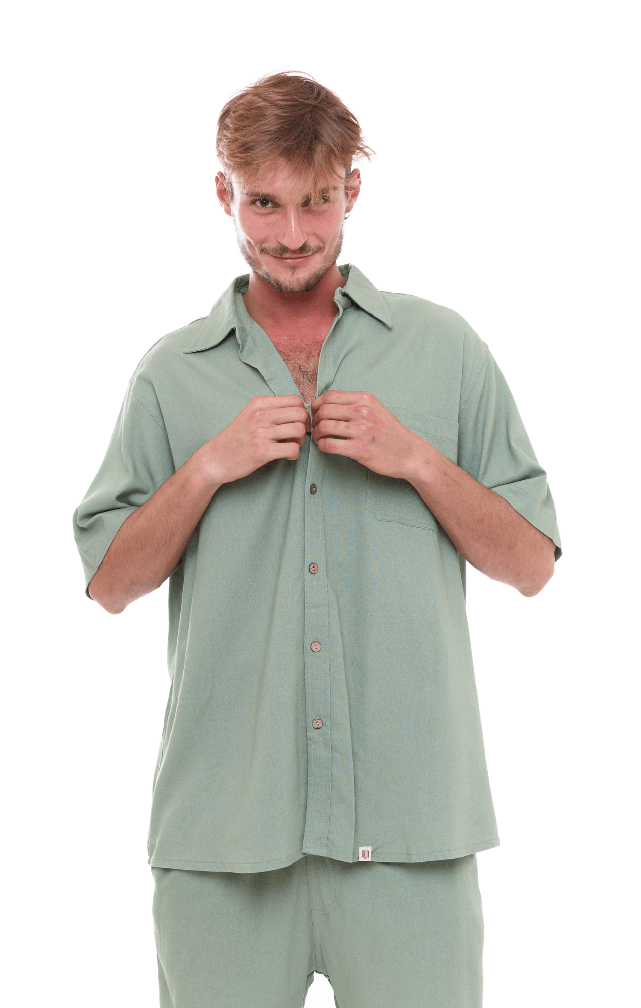 Green - Unisex Oversize Linen Shirt - GONSURFING