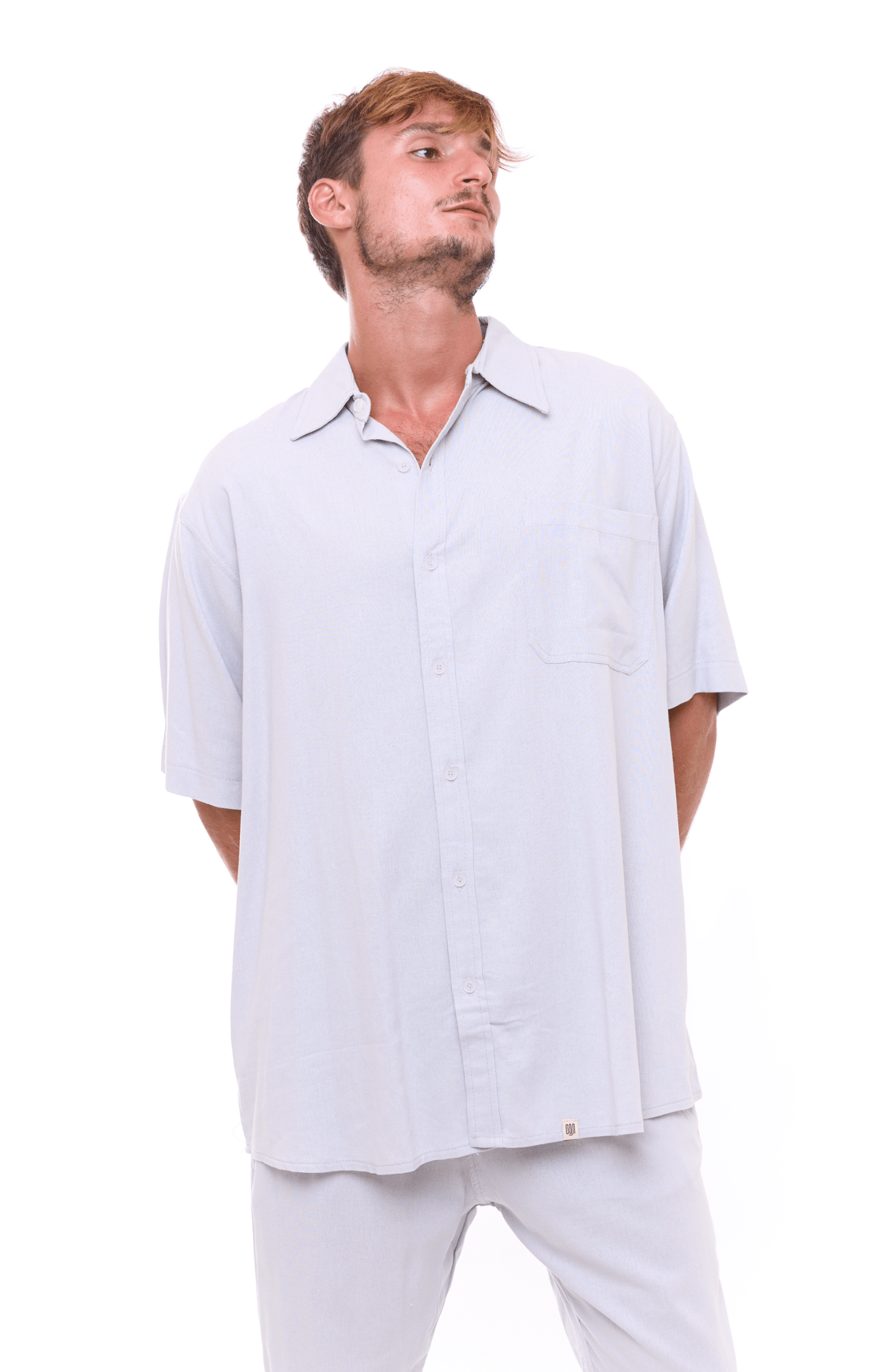 Light Gray - Unisex Oversize Linen Shirt - GONSURFING