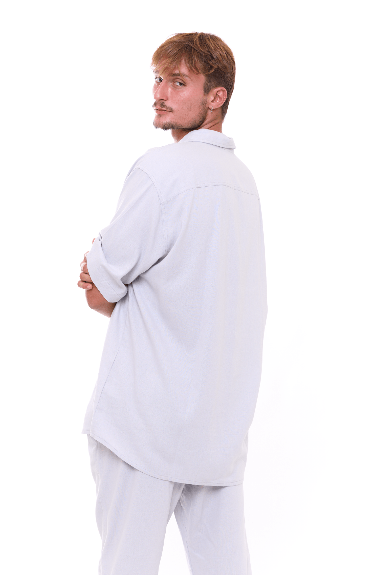 Light Gray - Unisex Oversize Linen Shirt - GONSURFING