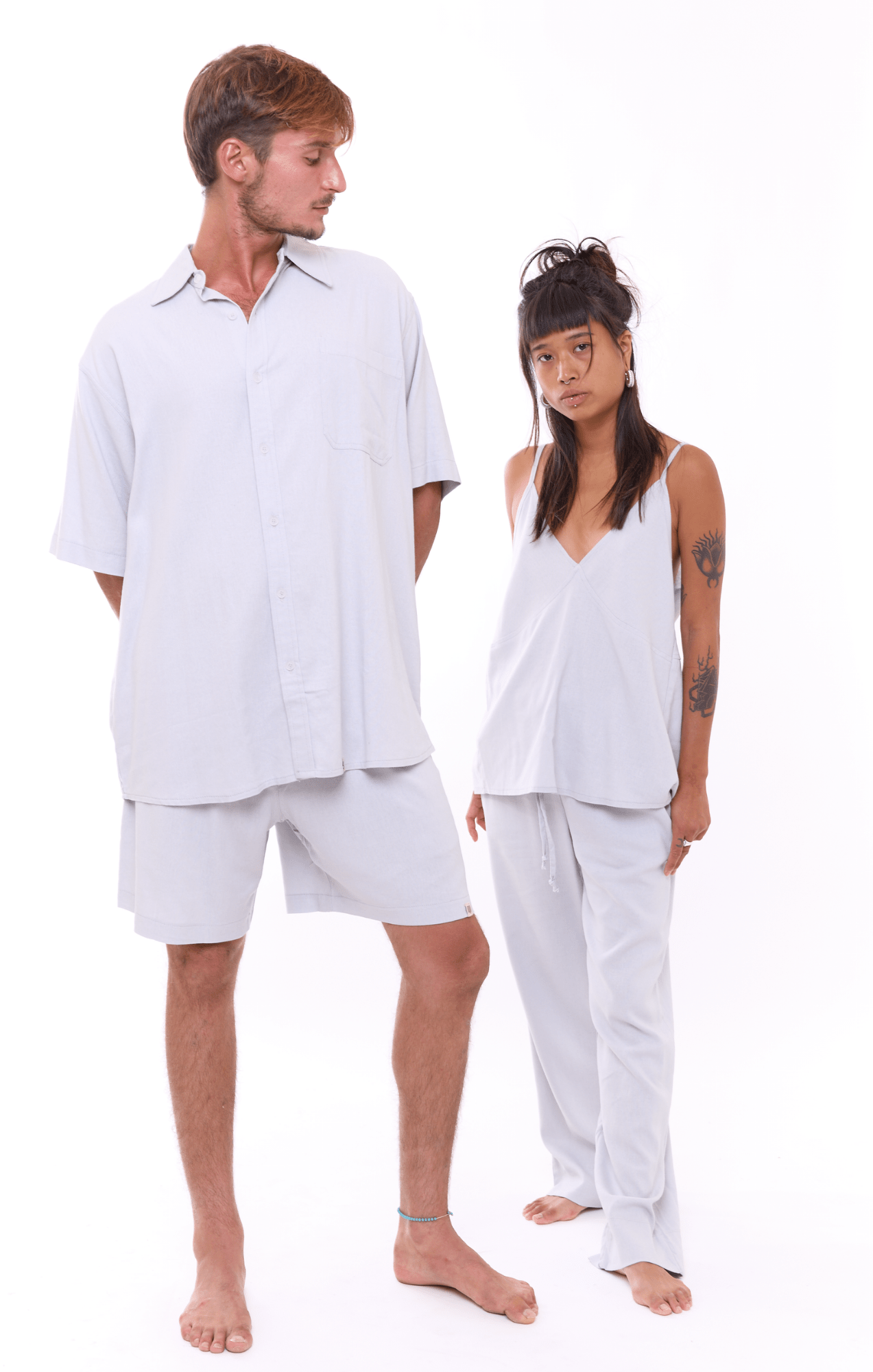 Light Gray - Women Linen Top - GONSURFING