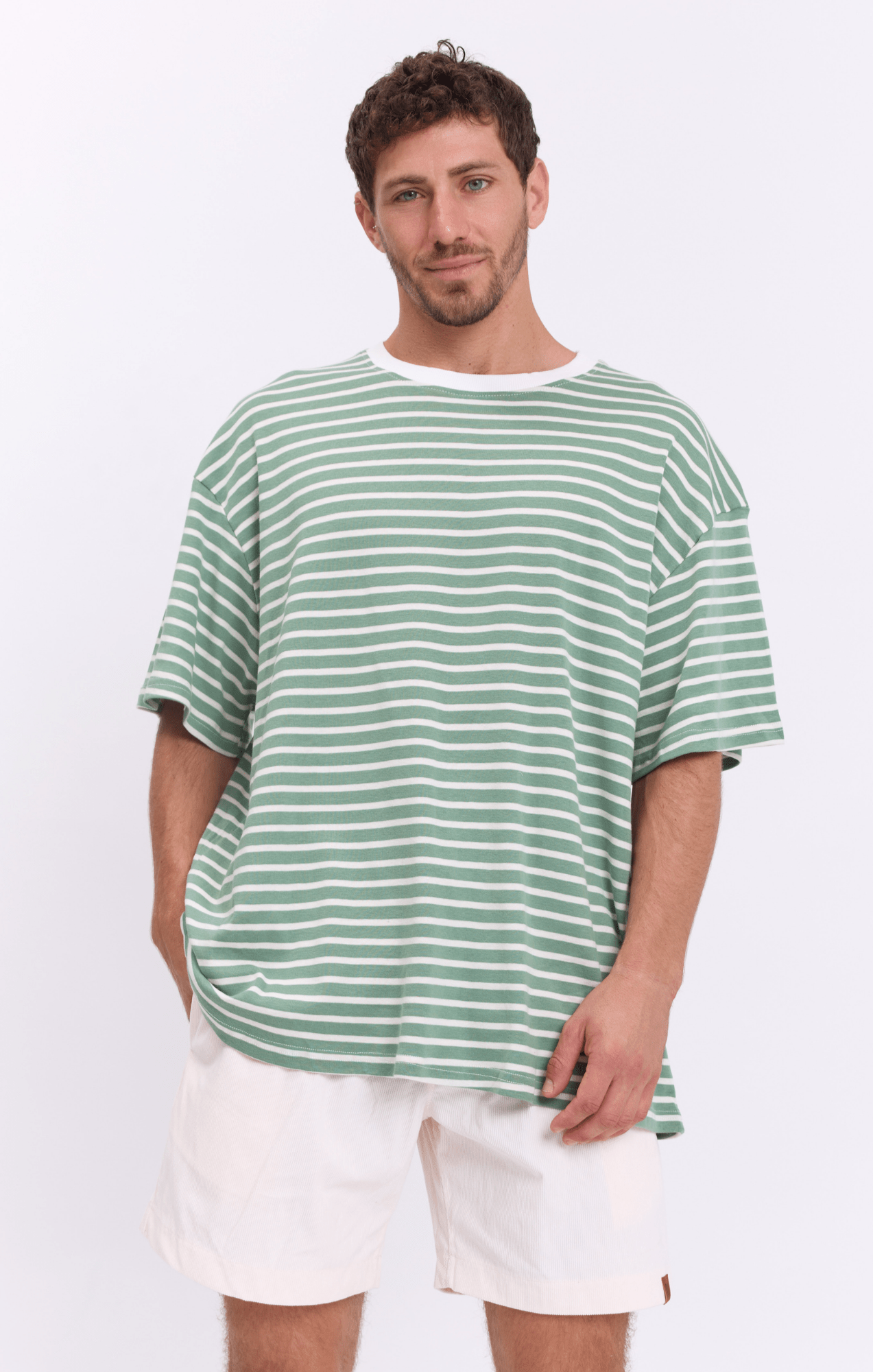 Light Green Stripes - Oversize T-Shirt - GONSURFING