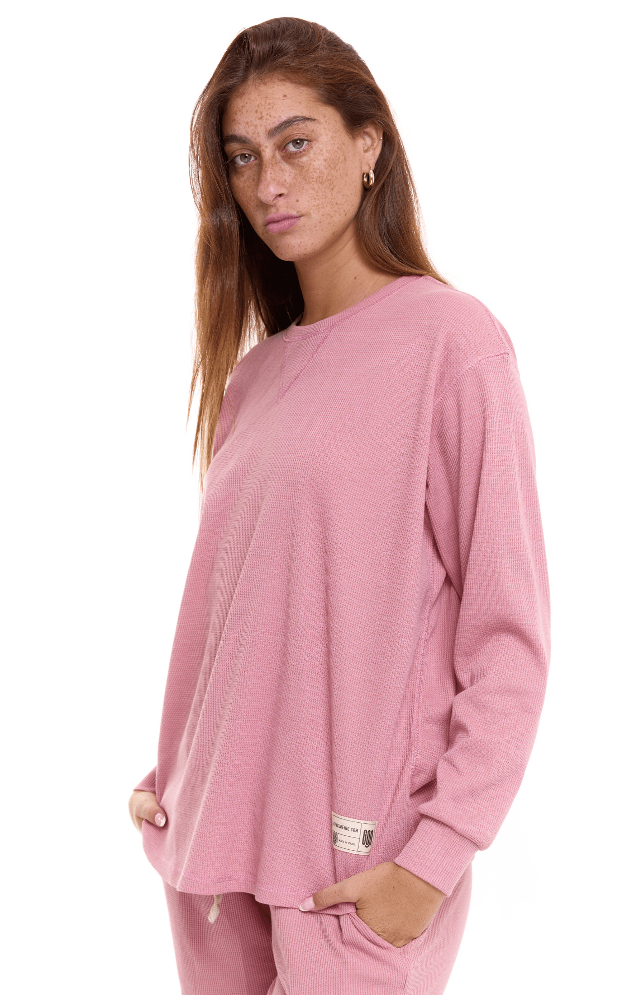 Light Pink - Waffle Long Shirt - GONSURFING