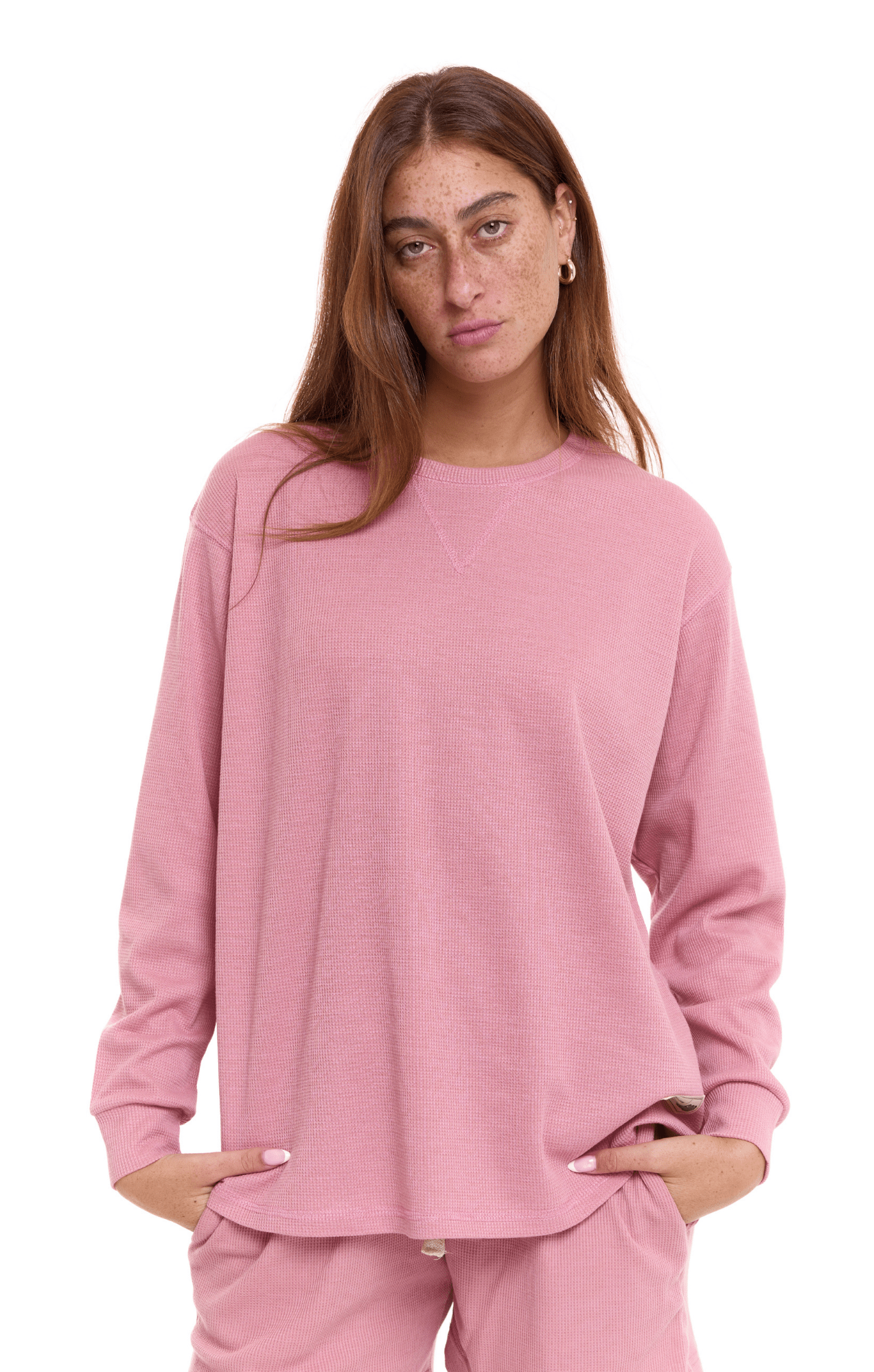 Light Pink - Waffle Long Shirt - GONSURFING