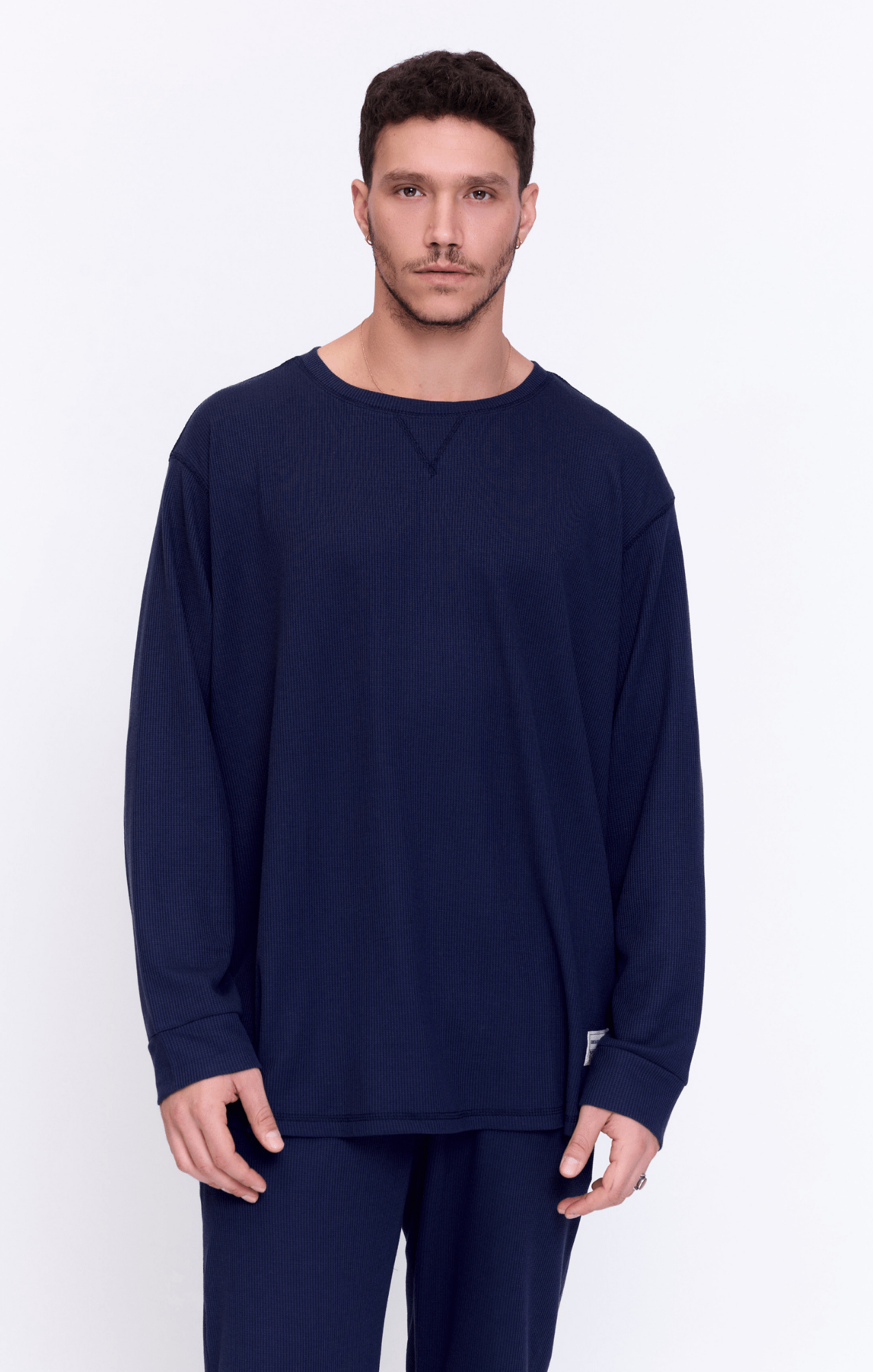 Navy - Waffle Long Shirt - GONSURFING