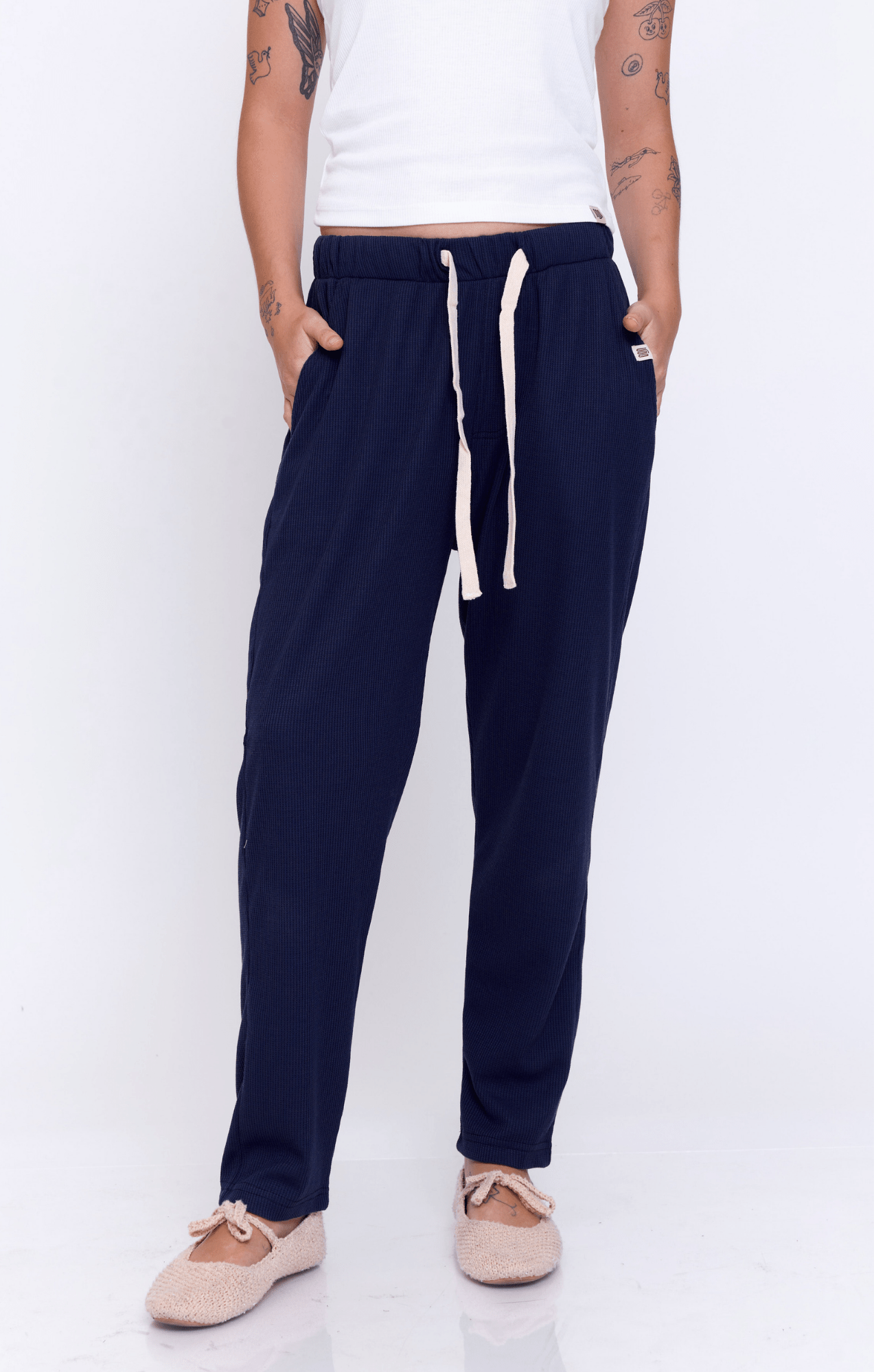 Navy - Waffle Unisex Long Pants - GONSURFING