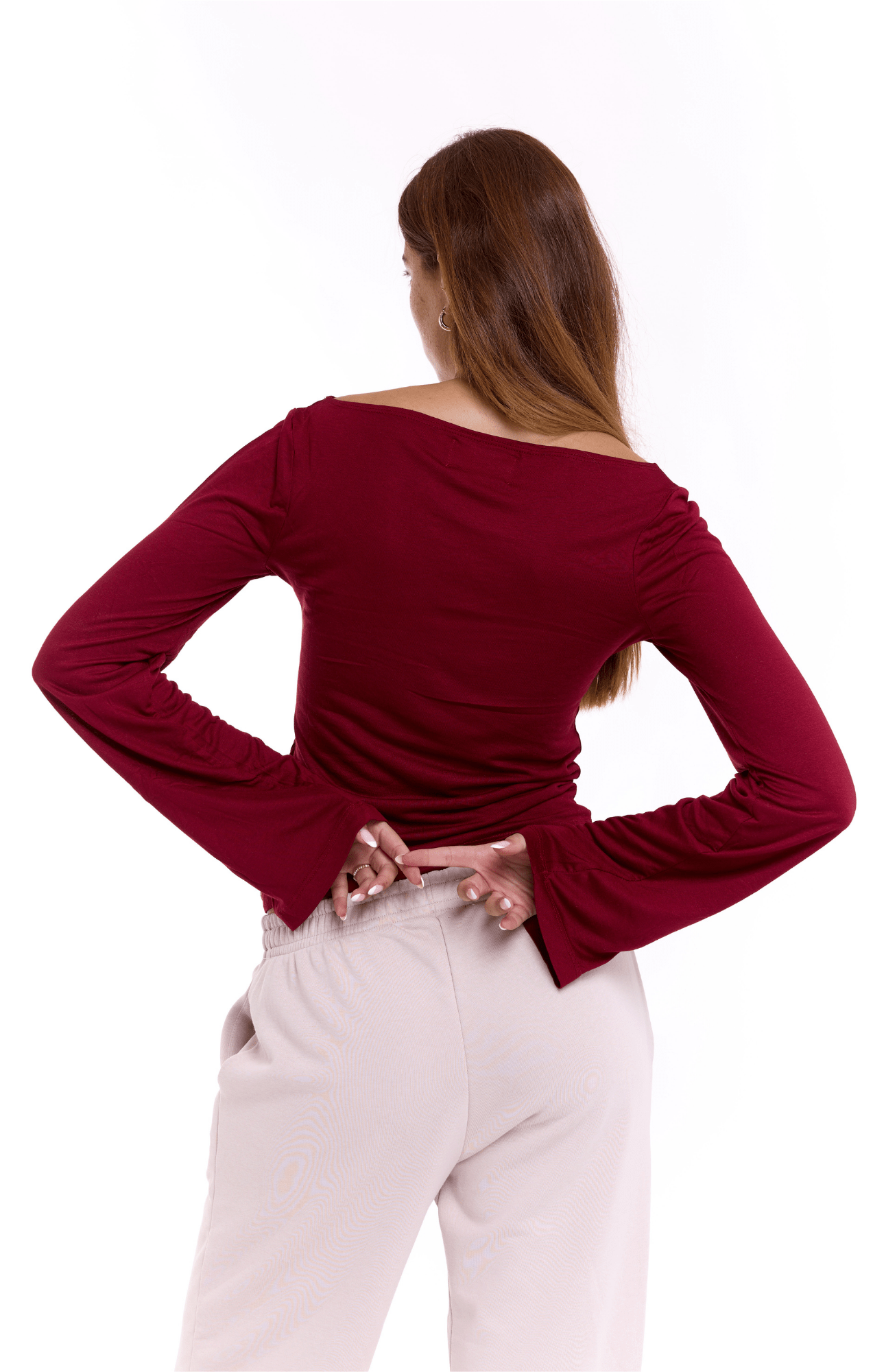 Off shoulder shirt - Wine, Burgundy - GONSURFING