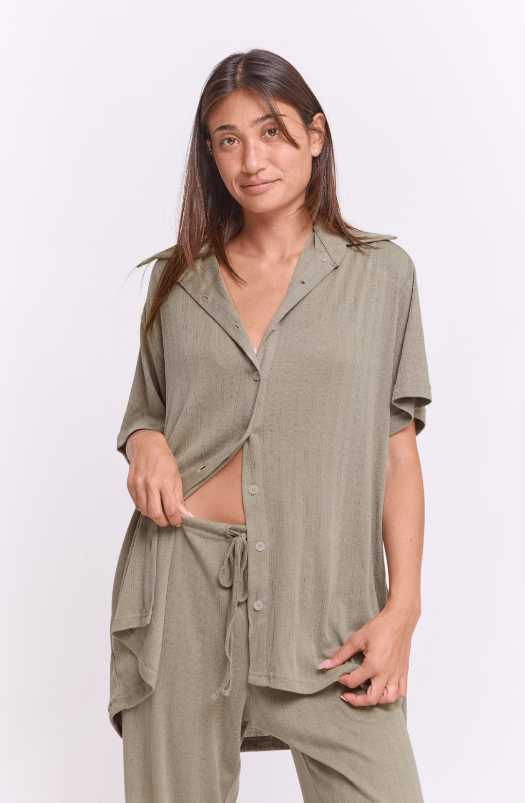 Olive pointill - Buttoned shirt - GONSURFING