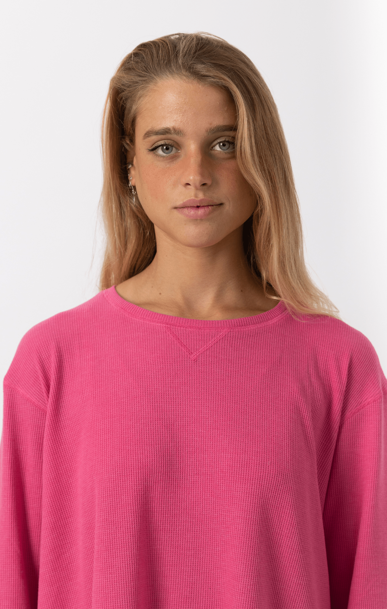 Pink - Waffle Long Shirt - GONSURFING