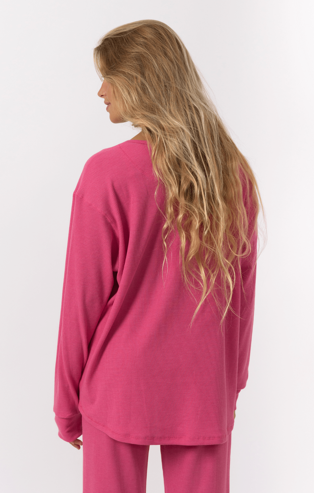 Pink - Waffle Long Shirt - GONSURFING