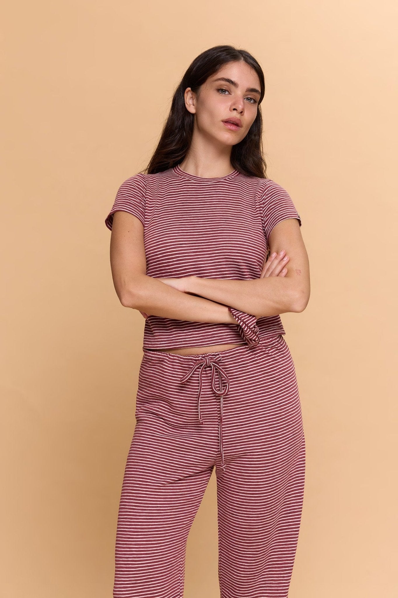 Striped baby T - Burgundy - GONSURFING