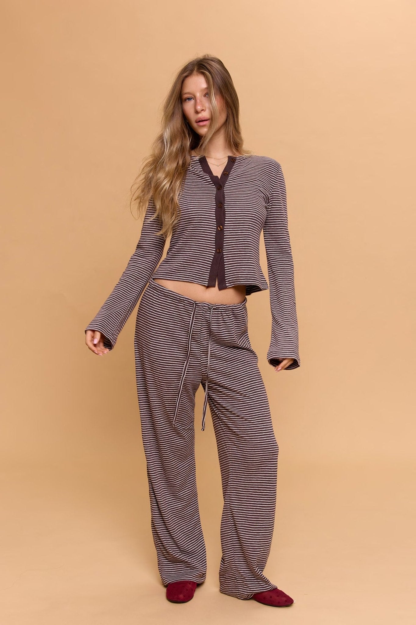 Striped cardigan - Brown - GONSURFING