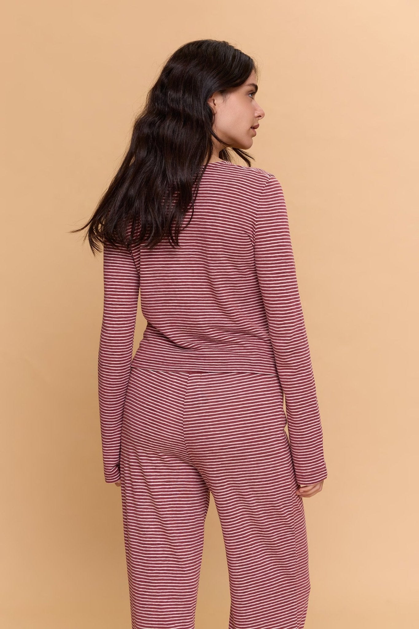 Striped cardigan - Burgundy - GONSURFING