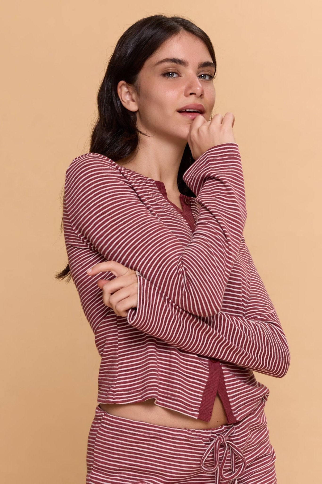 Striped cardigan - Burgundy - GONSURFING