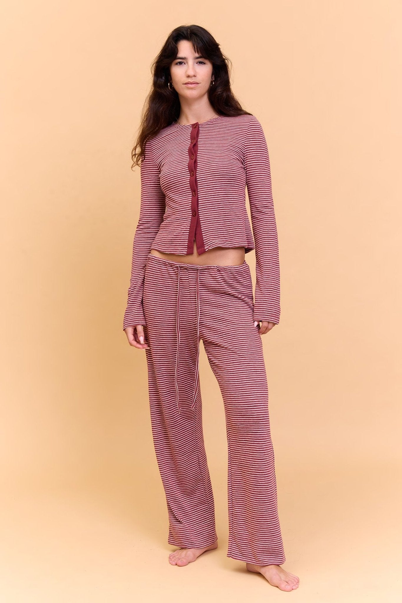 Striped cardigan - Burgundy - GONSURFING