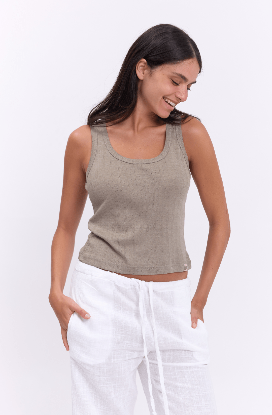 Tank top - olive pointeil - GONSURFING