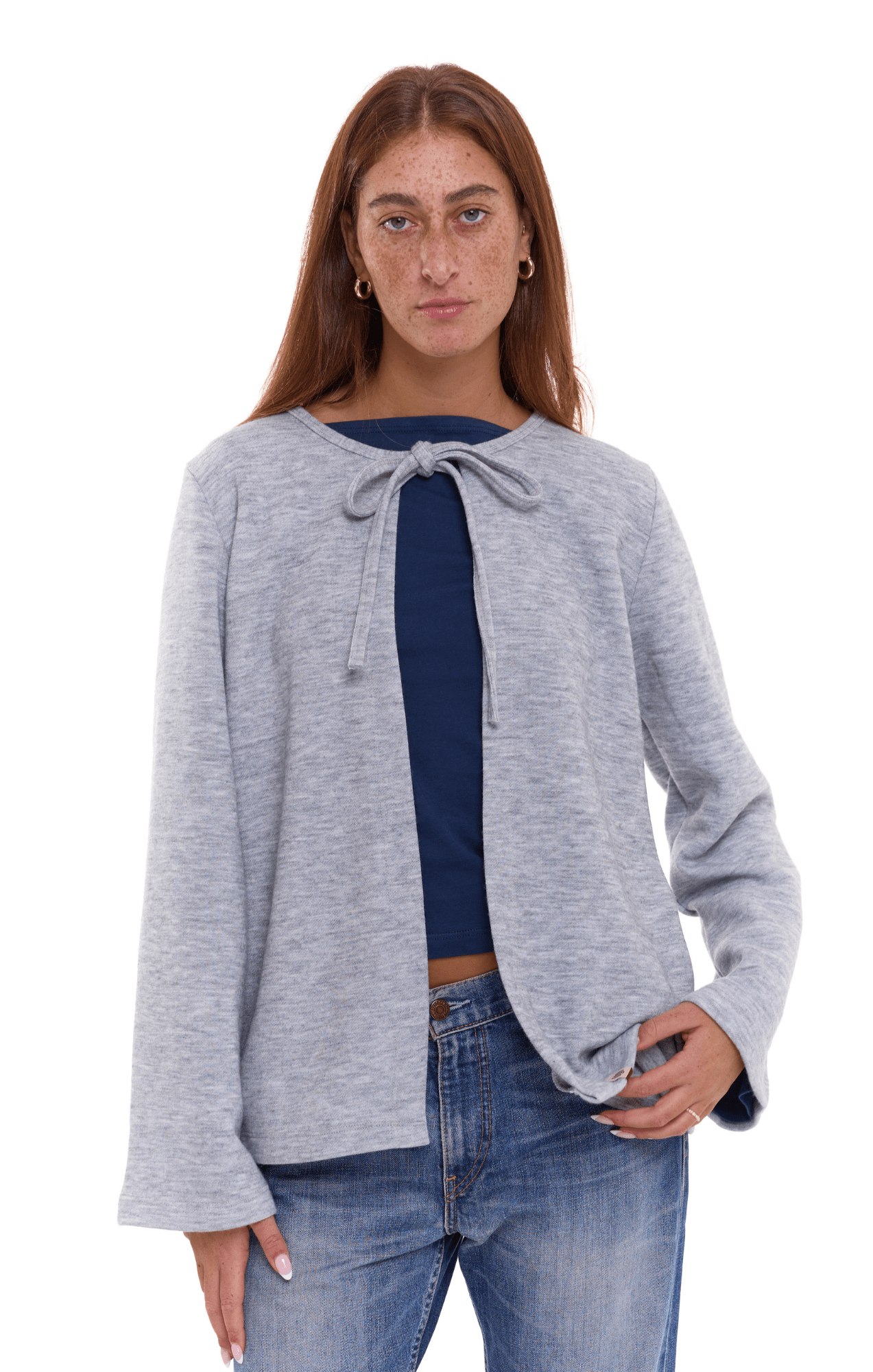 Tie cardigan - gray - GONSURFING