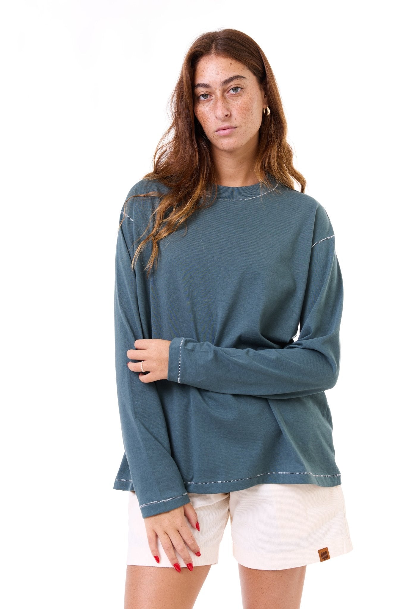 Turquoise - stitches long sleeves - GONSURFING