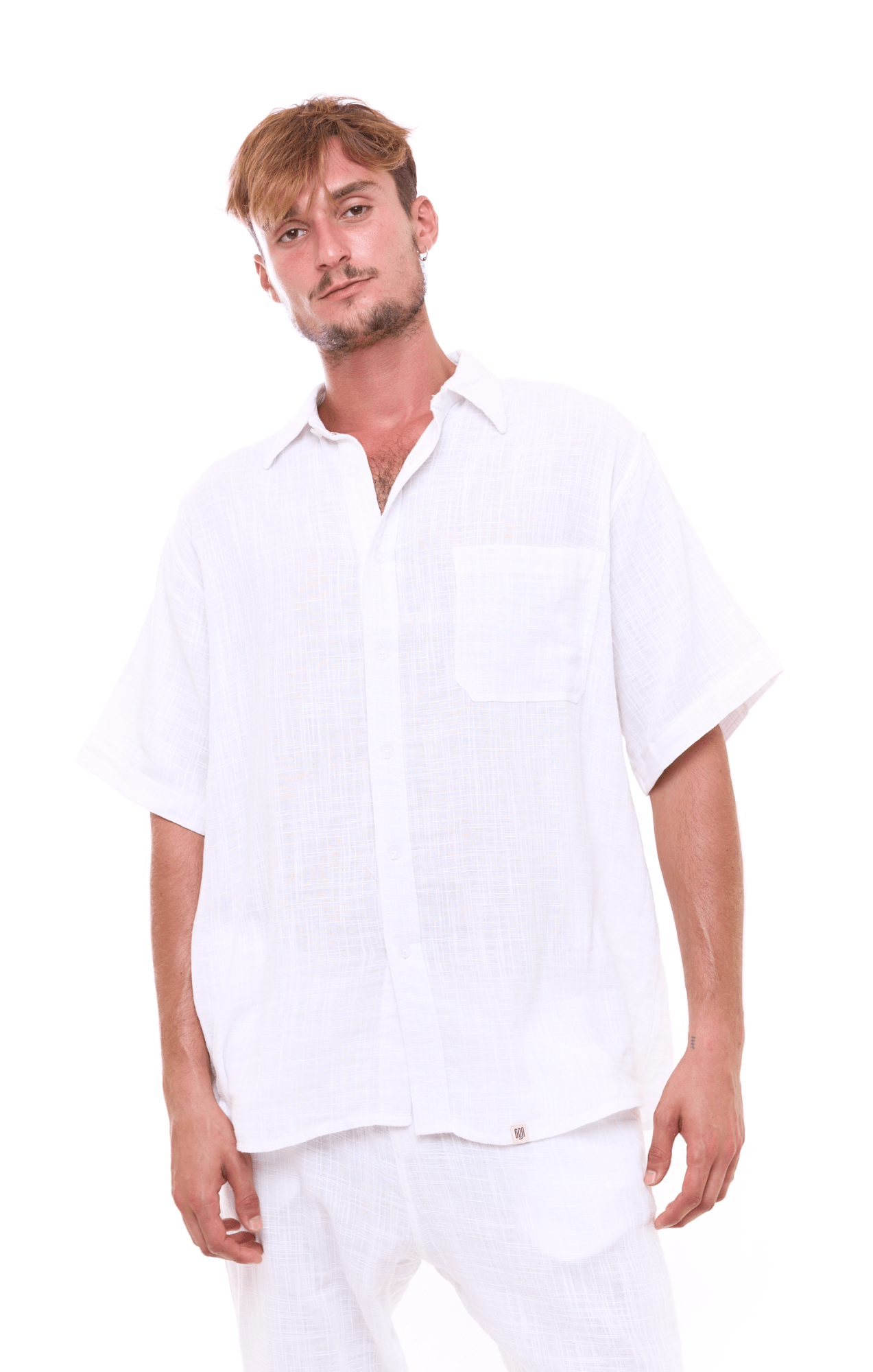 White texture - Unisex Oversize Cotton Shirt - GONSURFING