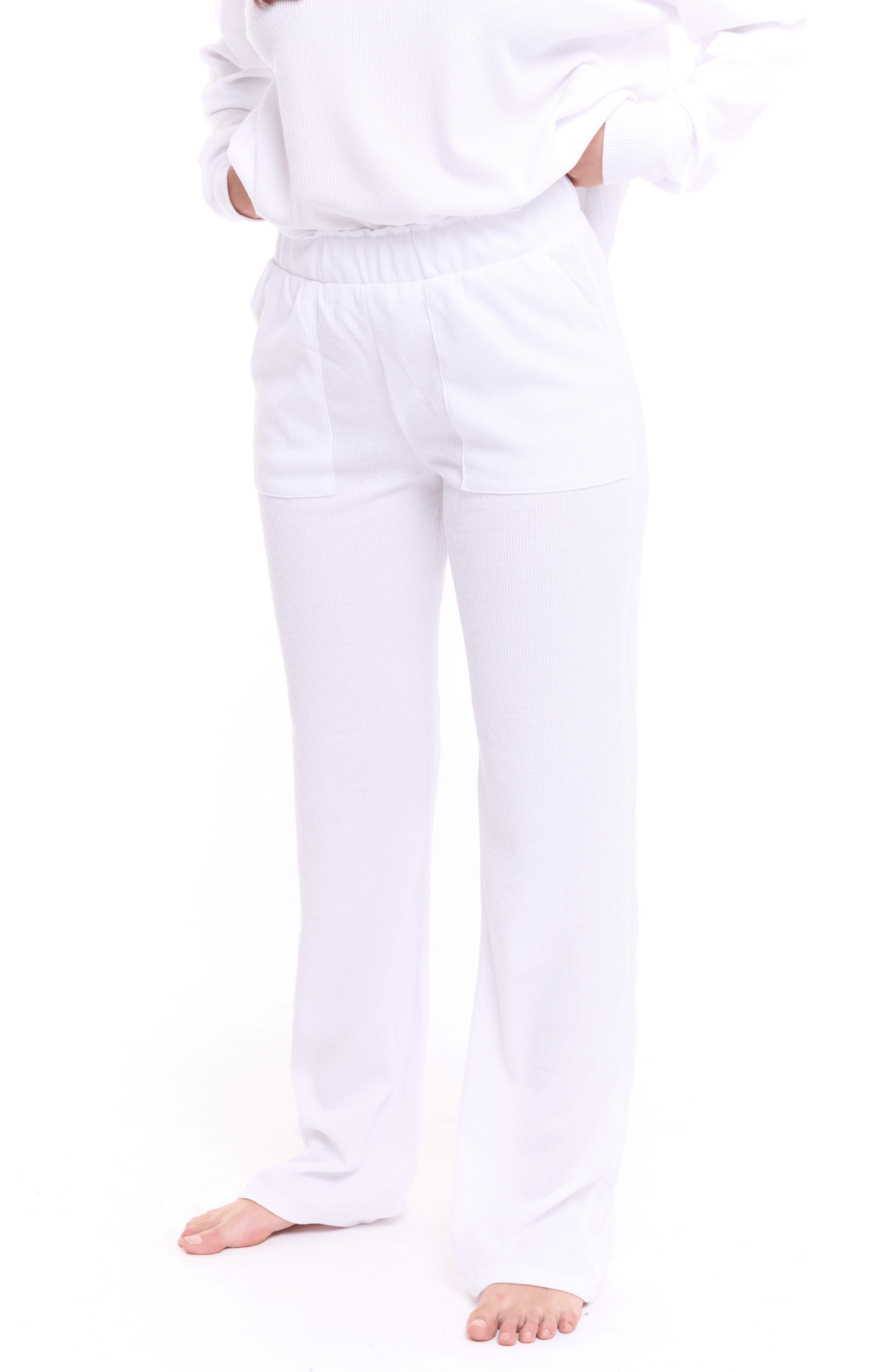 White - Waffle long pants - GONSURFING